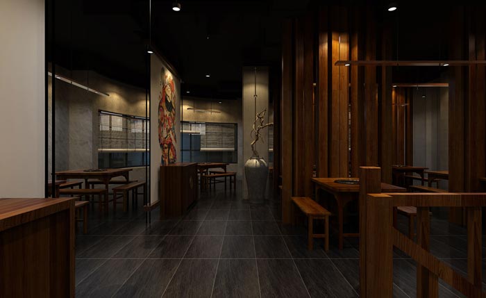 返璞歸真、回歸自然的健康飲食餐廳背景墻設(shè)計案例效果圖